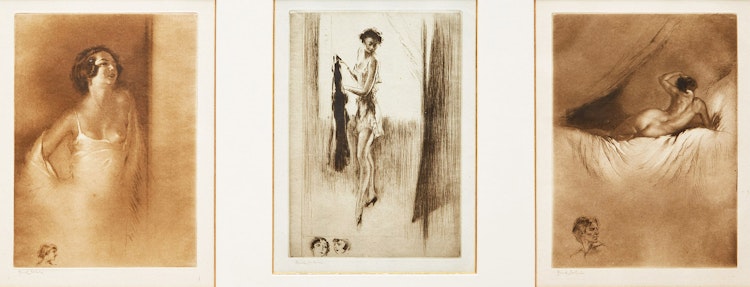 Artwork by John Mallord William Turner, Mitsou en chemise; Mitsou s’habille; Mitsou allangee Nue de des