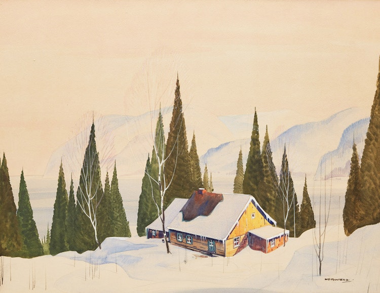 Artwork by Graham Noble Norwell, Cottage in Winter