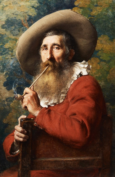 Artwork by Jean Guillaume Rosier, Man Smoking a Pipe