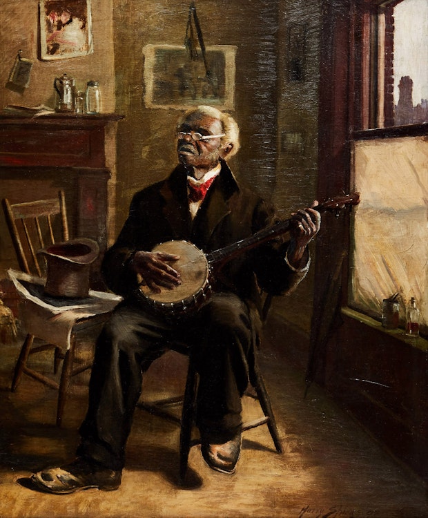 Artwork by Harry Spiers,  The Old Banjo Player