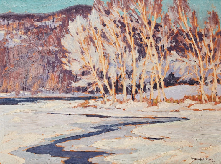 Artwork by Adolphus George Broomfield,  Frost on Birch Trees