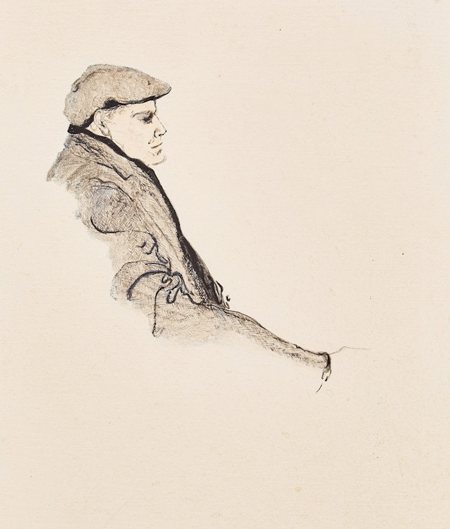 Artwork by Barbara E. Mercer,  Portrait of Glenn Gould