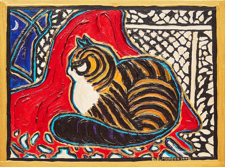 Artwork by Barbara E. Mercer, Cat Dreams No. 1