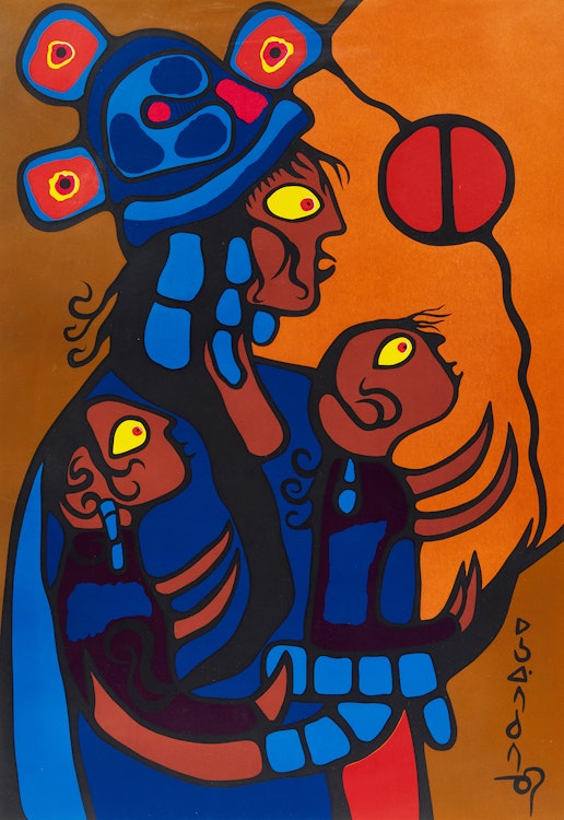 Artwork by Norval Morrisseau,  Artist’s Spiritual Wife and Children