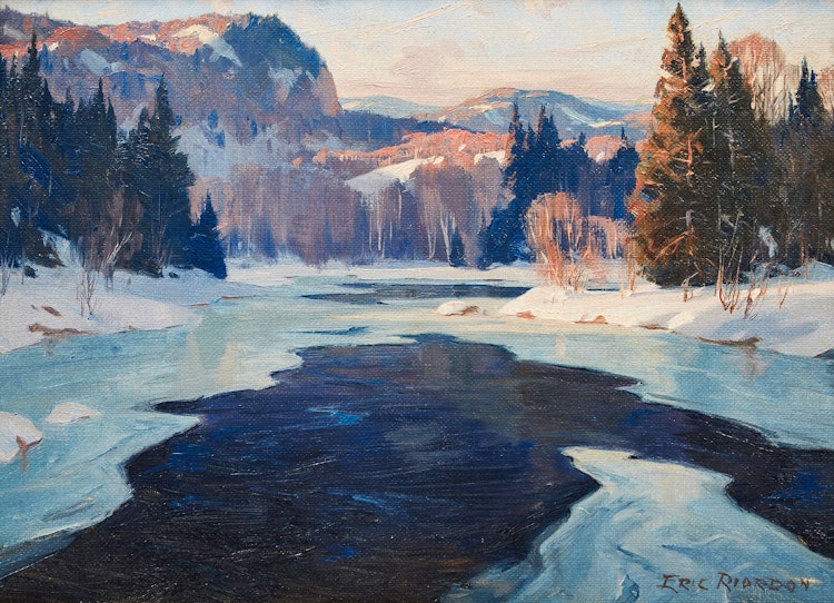 Artwork by Eric Riordon, The Last Sunbeams, Laurentians (North River)