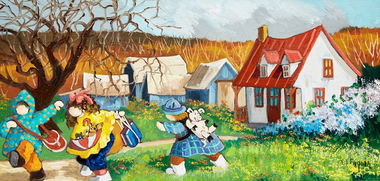 Artwork by Pauline Thibodeau Paquin, À L’école en toute vitesse