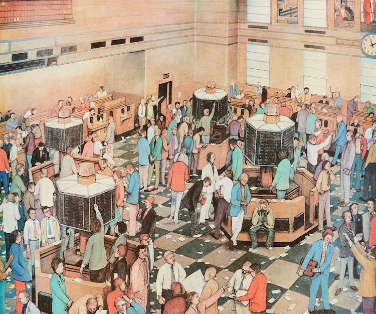 Artwork by William Kurelek, Light Trading Day, Toronto Stock Exchange