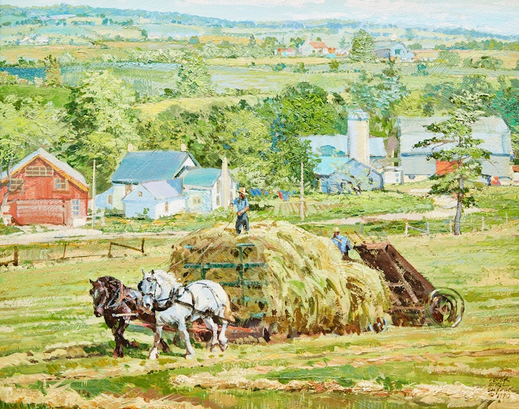 Artwork by Peter Etril Snyder, Loading Hay Near Hawkesville