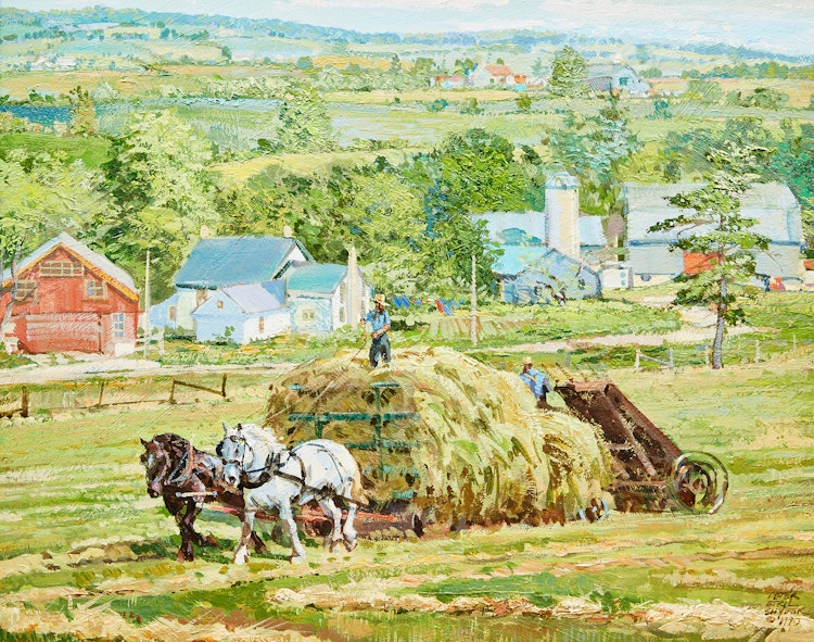 Artwork by Peter Etril Snyder,  Loading Hay Near Hawkesville