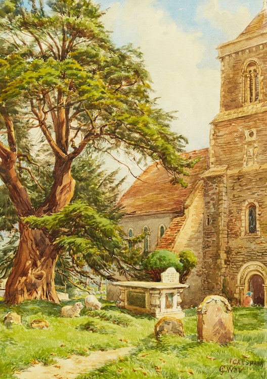 Artwork by Charles Jones Way,  Icklesham, Churchyard 