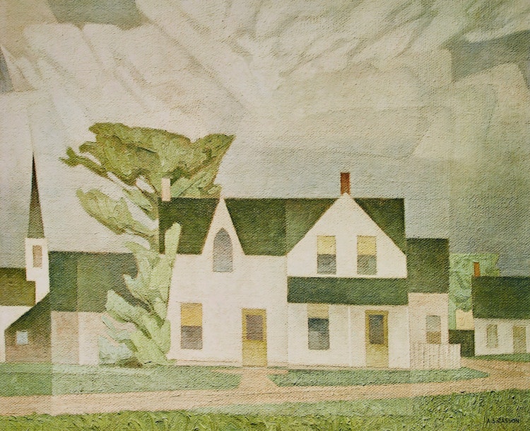 Artwork by Alfred Joseph Casson, Village House; Picnic Island; On the Islands, Georgian Bay; Poplar Grove