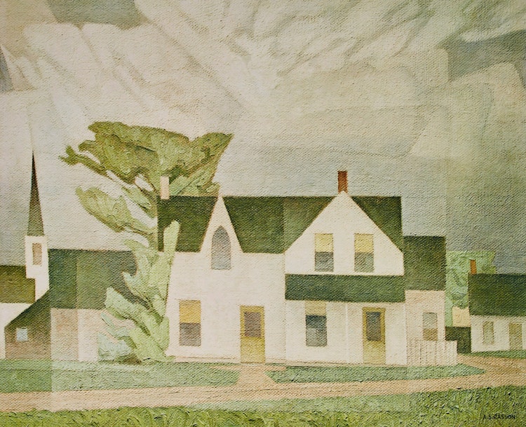 Artwork by Alfred Joseph Casson,  Village House; Picnic Island; On the Islands, Georgian Bay; Poplar Grove