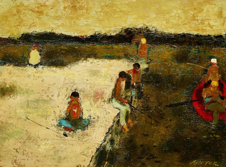 Artwork by William Arthur Winter, Fishing