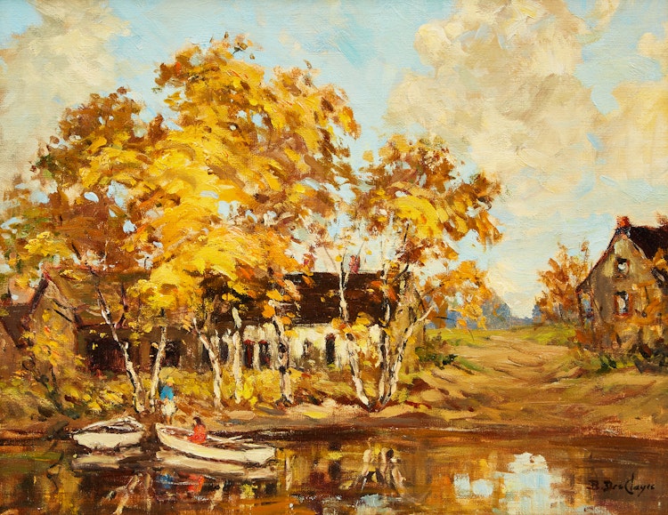 Artwork by Berthe Des Clayes, Silver Birches by the River