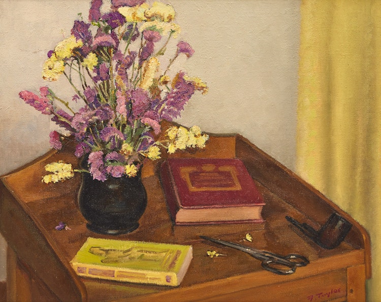 Artwork by Frederick Bourchier Taylor, Still Life with Strawflowers