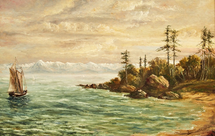 Artwork by Thomas Bamford,  Sailing Vessel Off the B.C. Coast