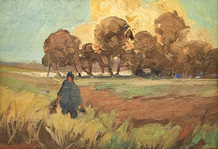 Artwork by John William Beatty, Fisherman/Hunter in the Field