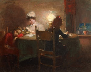 Artwork by Peleg Franklin Brownell, Les devoirs (Homework)