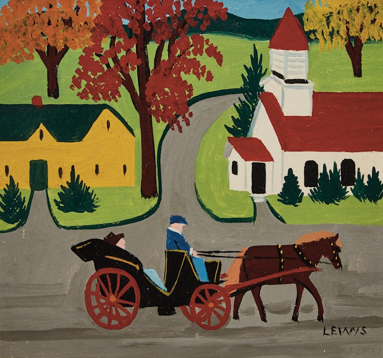 Artwork by Maud Lewis,  Carriage Ride Through Town 