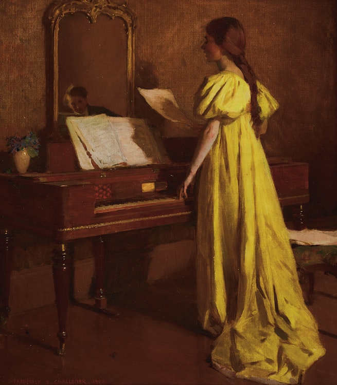 Artwork by Frederick Sproston Challener,  A Singing Lesson