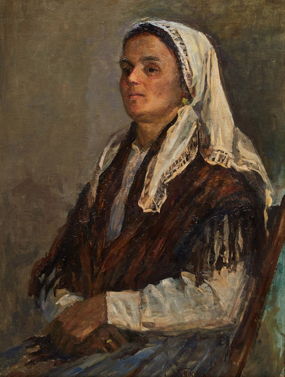 Artwork by Sarah Jean Munro Maclean, Portrait of a Lady with Scarf