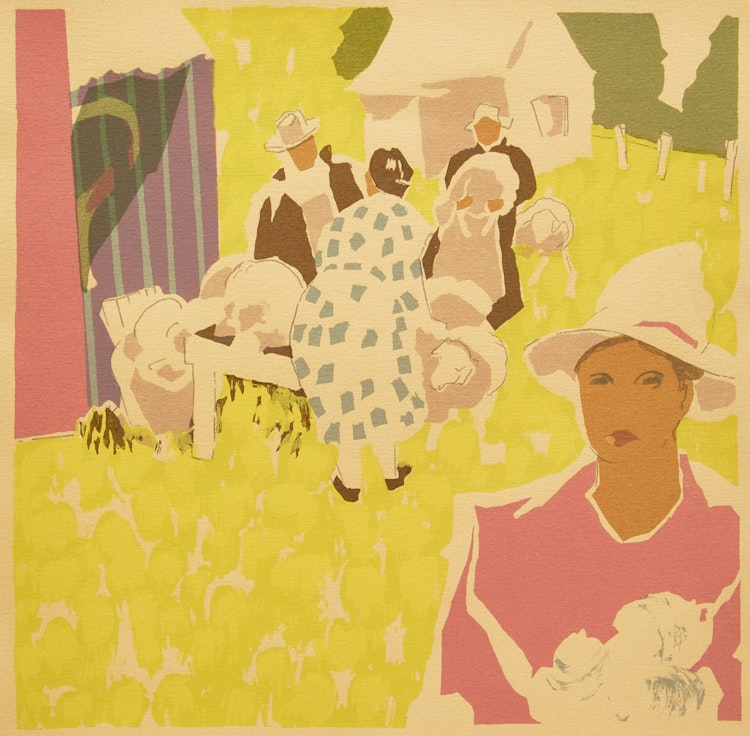Artwork by André Charles Biéler, La laine des moutons