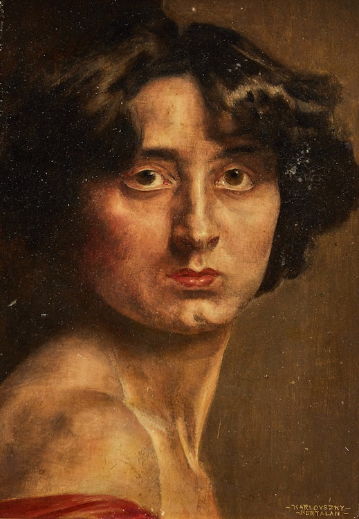 Artwork by Bertalan Karlovszky, Portrait of a Lady with Dark Hair