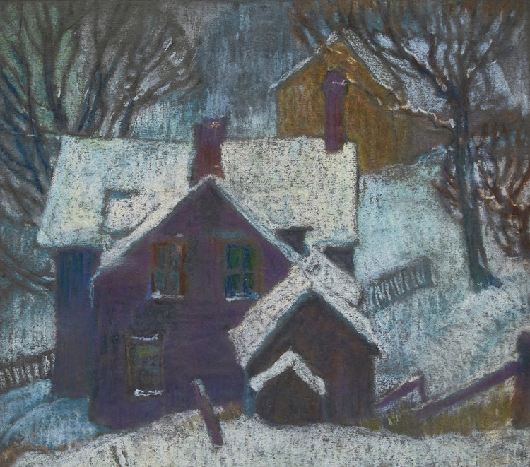 Artwork by Lawrence Arthur Colley Panton, Old Farmhouse in Winter (on Humber River)