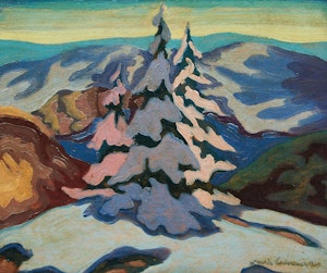 Artwork by Lowrie Lyle Warrener, First Snow, Cascade Mountains, British Columbia