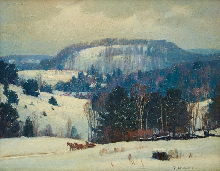 Artwork by Frederick Henry Brigden,  Winter in the Muskoka Highlands