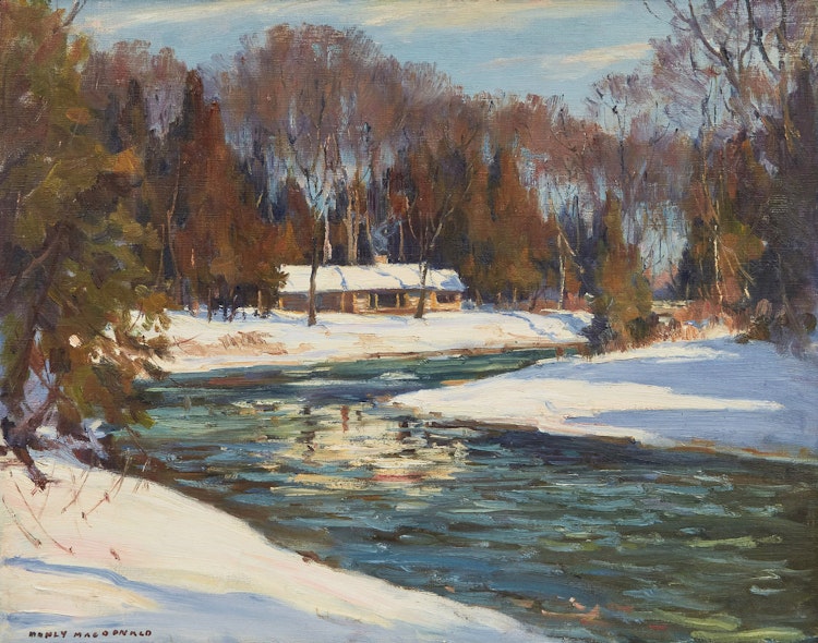 Artwork by Manly Edward MacDonald,  Cottage on the River