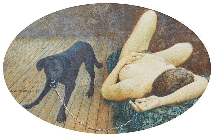 Artwork by Hugh McKenzie,  Nude Girl with Dog