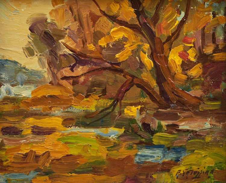 Artwork by Armand Tatossian, Lake and Trees