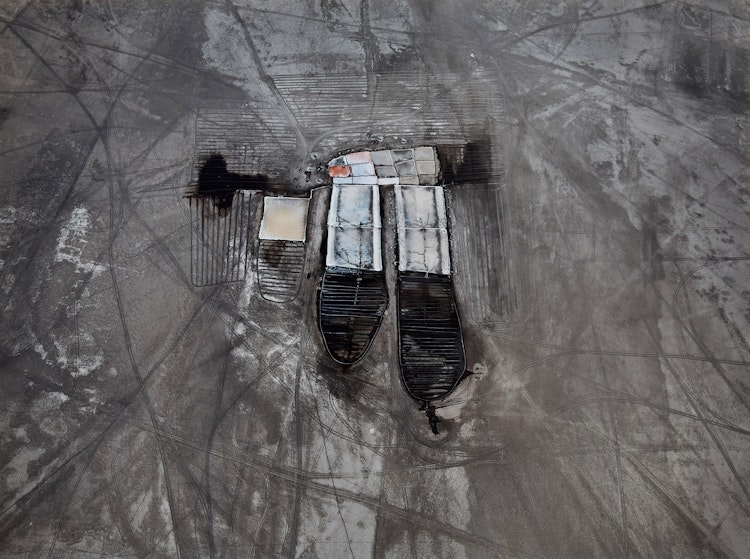 Artwork by Edward Burtynsky,  Salt Pan #4, Little Rann of Kutch, Gujarat, India