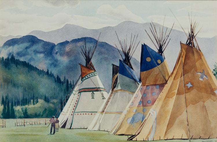 Artwork by Walter Joseph Phillips, Teepees, Banff