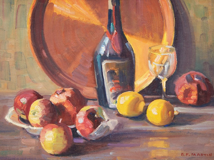 Artwork by Bernice Fenwick Martin, Brass Tray and Fruit