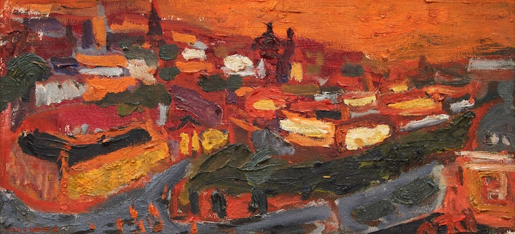 Artwork by Molly Lamb Bobak,  Town at Evening (St. John’s, Newfoundland)