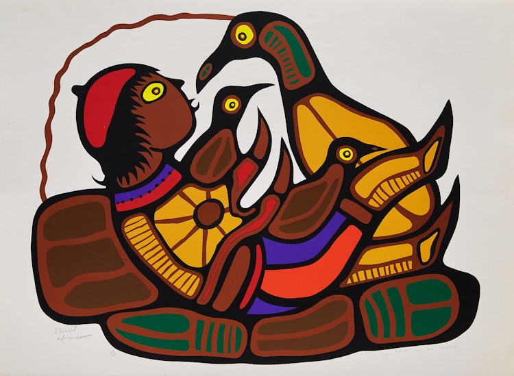 Artwork by Norval Morrisseau,  Peter and His Friends