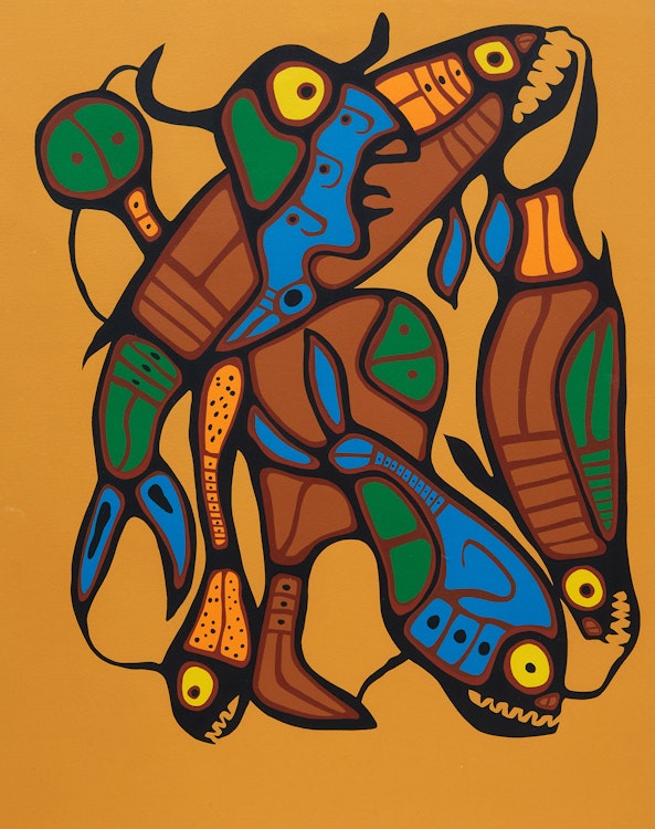 Artwork by Norval Morrisseau, Metamorphosis - Man into Fish