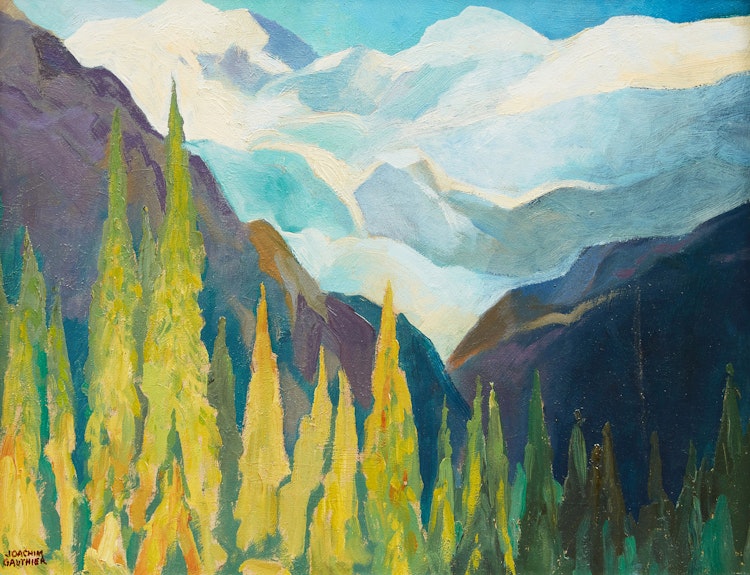 Artwork by Joachim George Gauthier,  Rocky Mountain Valley