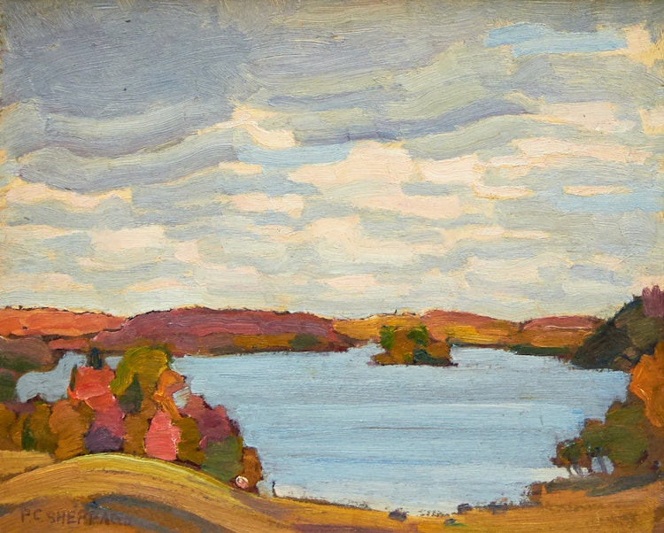 Artwork by Peter Clapham Sheppard, Four Mile Lake, Haliburton