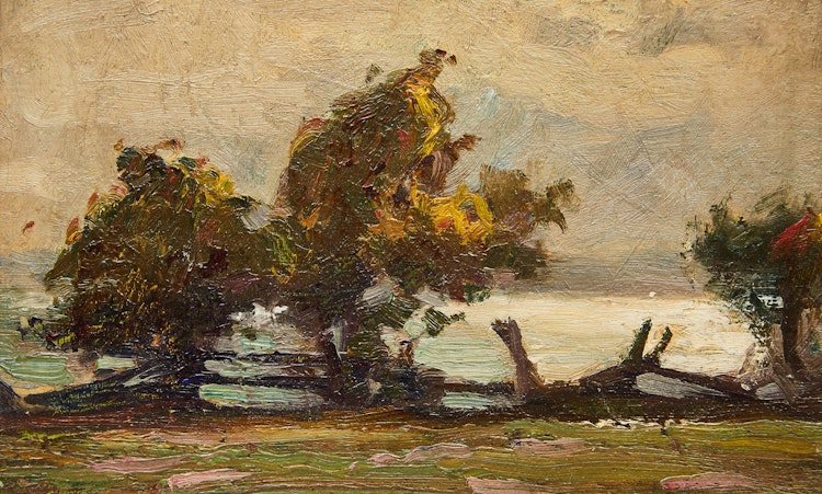 Artwork by John William Beatty, Landscape with Fence