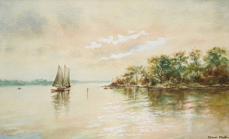 Artwork by Thomas Mower Martin,  Sailboat on the Lake 