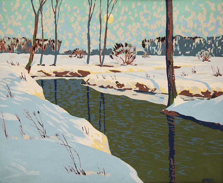 Artwork by Joachim George Gauthier, Joachim Gauthier & Joseph Sampson, Creek in Winter, Mountain Range