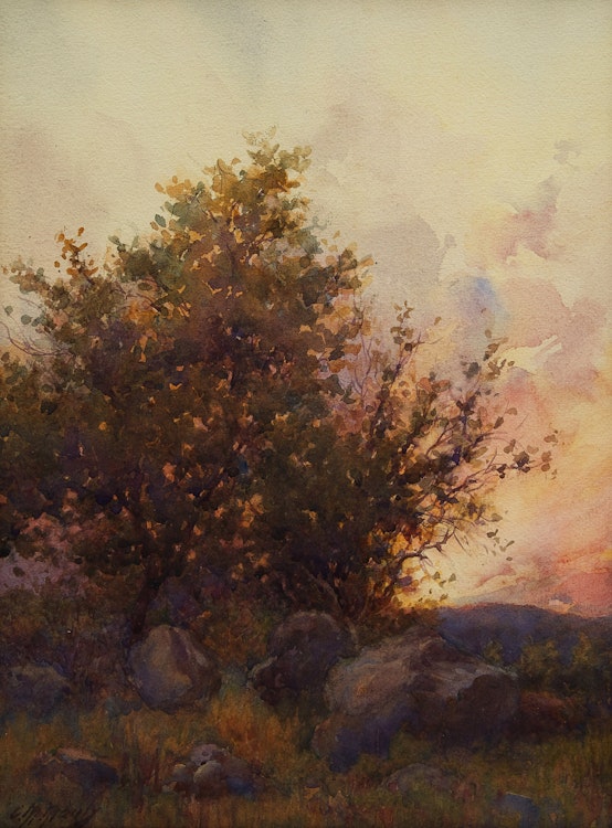 Artwork by Charles Macdonald Manly, On Queenstown Mountain