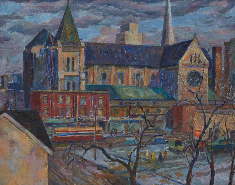 Artwork by Rowley Walter Murphy, Church at Dundas and McCaul St.
