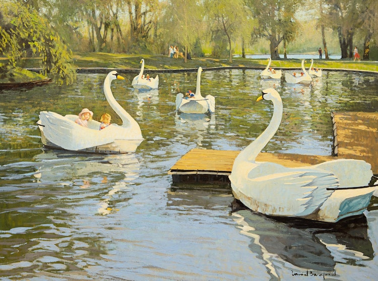 Artwork by David Bareford,  Swans (Center Island, Toronto)