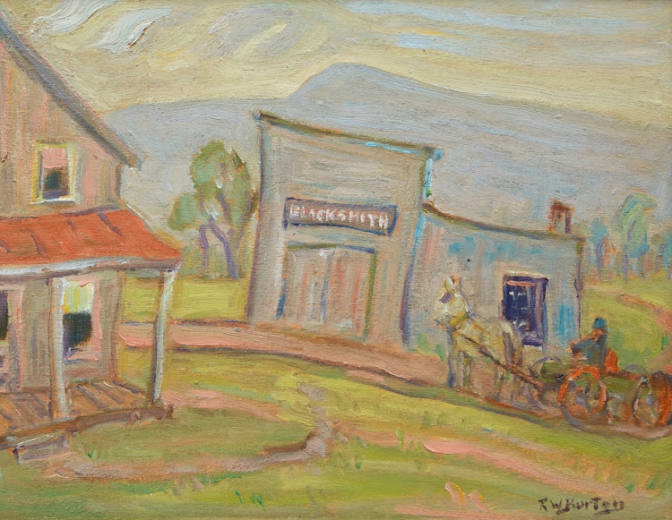 Artwork by Ralph Wallace Burton, Country Blacksmith Shop