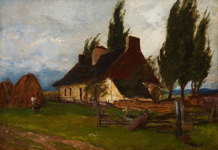 Artwork by Henry Sandham,  Vieille ferme du Quebec 