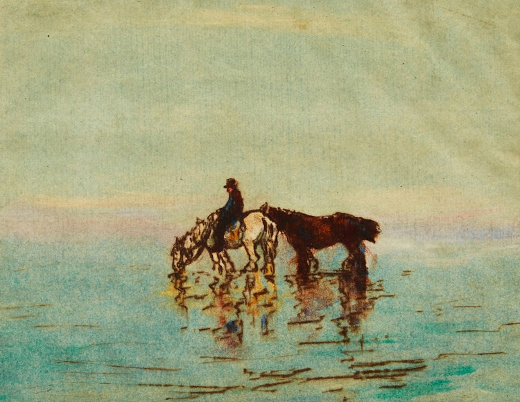 Artwork by Manly Edward MacDonald, Horses Drinking